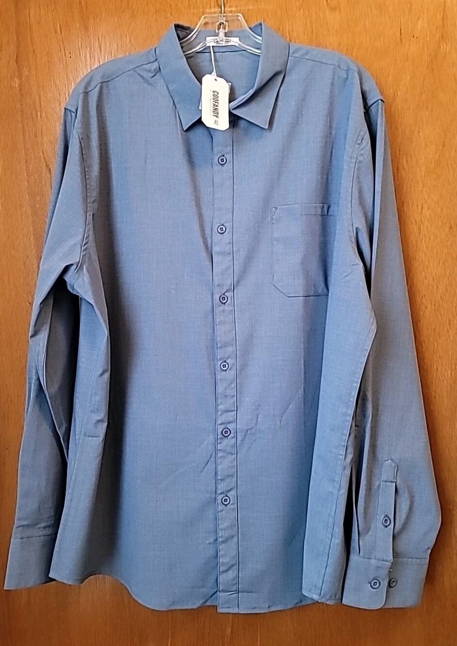 Coofandy Long Sleeve Blue Dress Casual Travel Shirt - XL - NWT